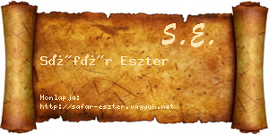 Sáfár Eszter névjegykártya
